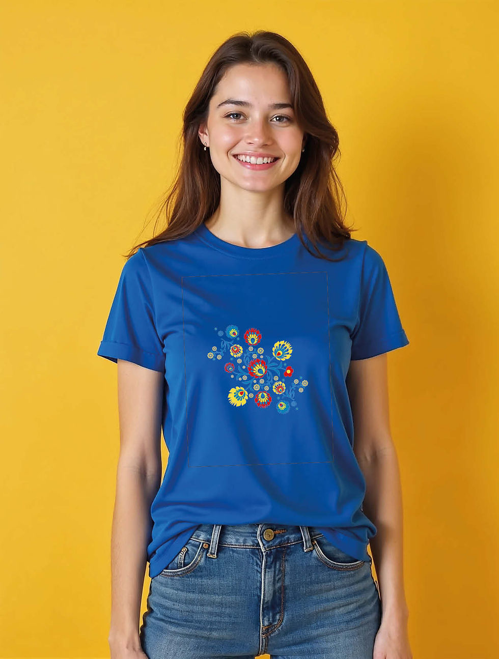 Thumbnail: Vibrant Folk Blooms Chic Women’s Printed Graphic Streetwear T-Shirt – Sale