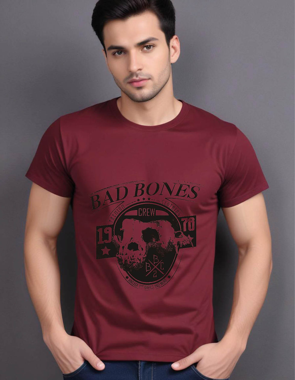 Thumbnail: bad bones crew bad animal skeleton mens printed graphic t shirt