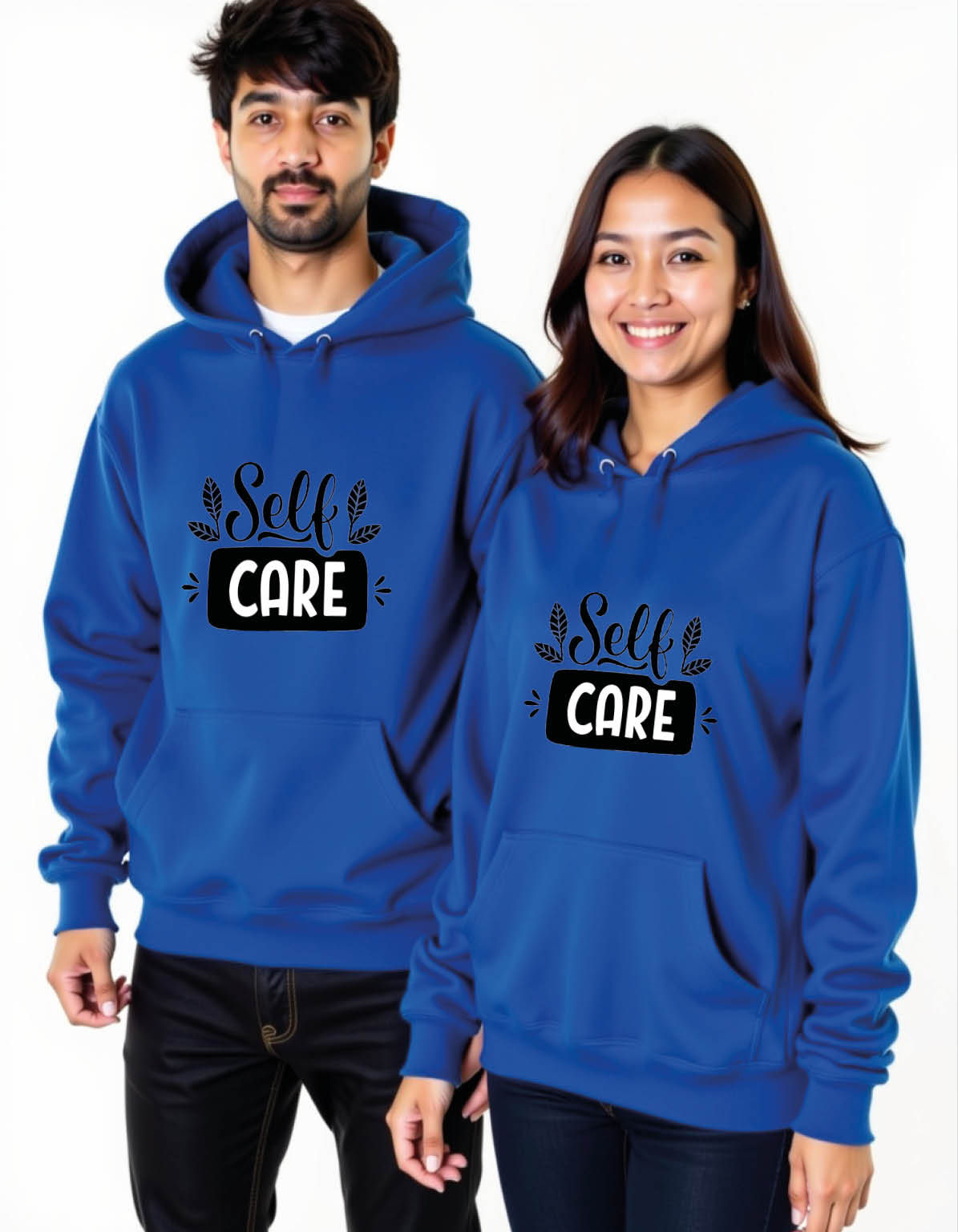 self care Stylish Printed Graphic Couple Hoodies