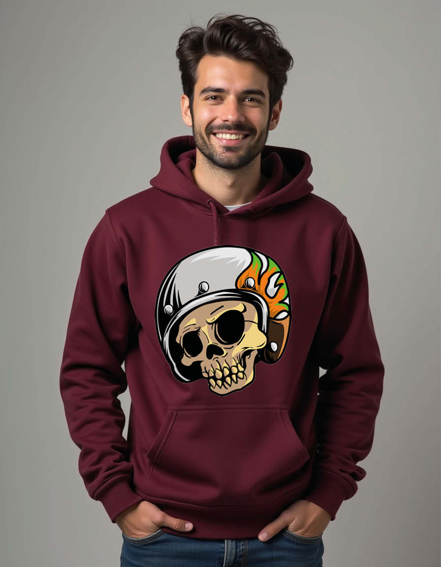 Thumbnail: Skull with helmet Unisex Printed Graphic Hoodies