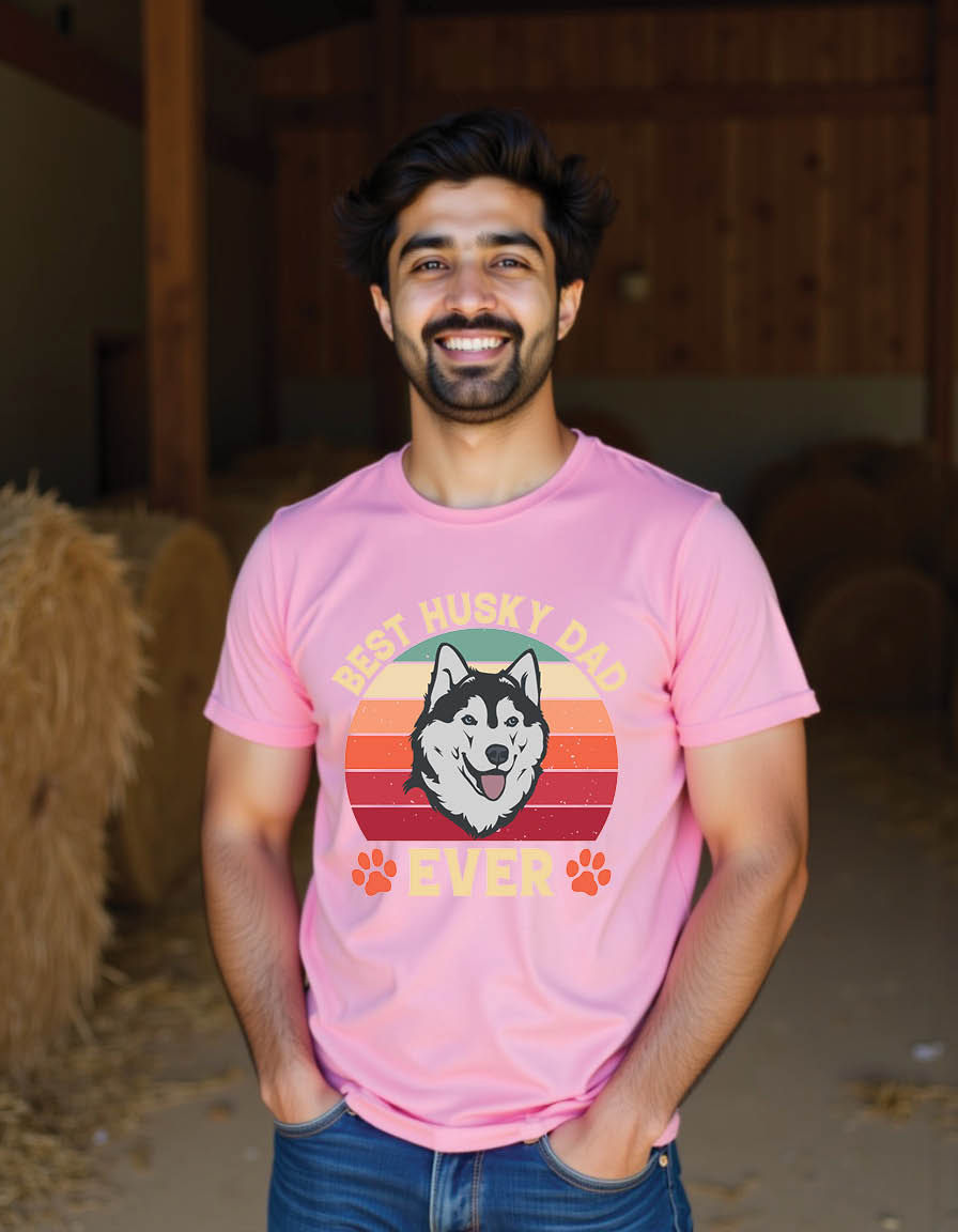 Thumbnail: best husky dad ever retro siberian husky dog mens printed graphic t shirt