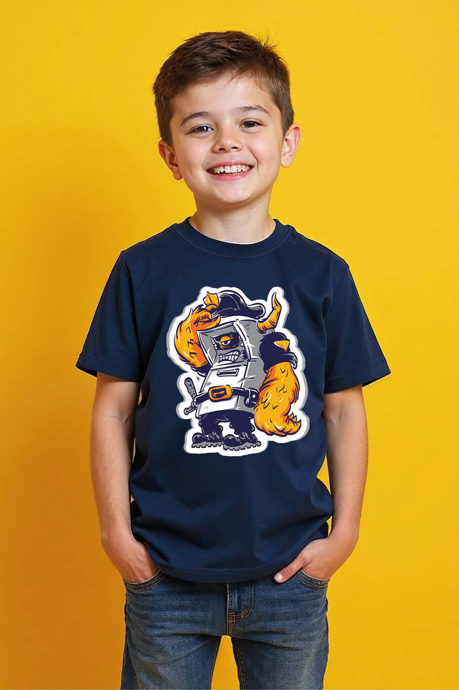 Thumbnail: Viking TV Robot Kids  Graphic T-Shirt Fashion Trendy Printed Tee for Kids