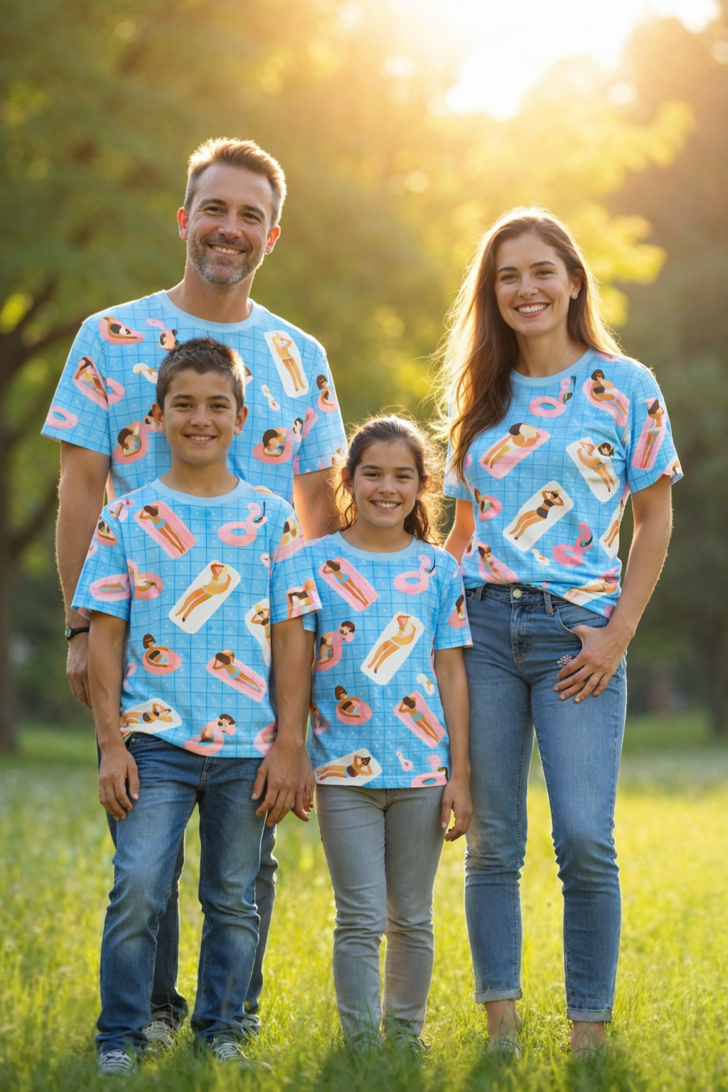 beach themed family matching printed tshirts pack of 4