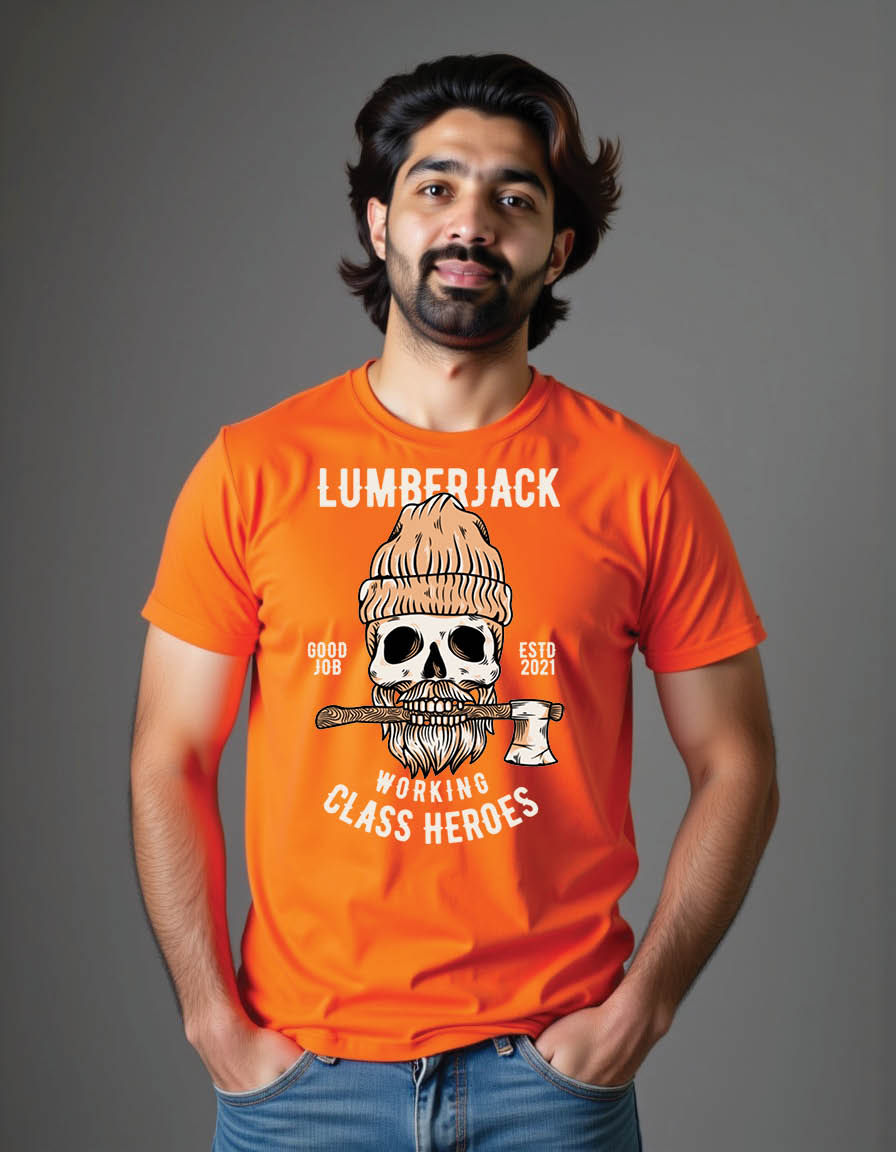 Thumbnail: skull lumberjack head bite axe mens printed graphic t shirts