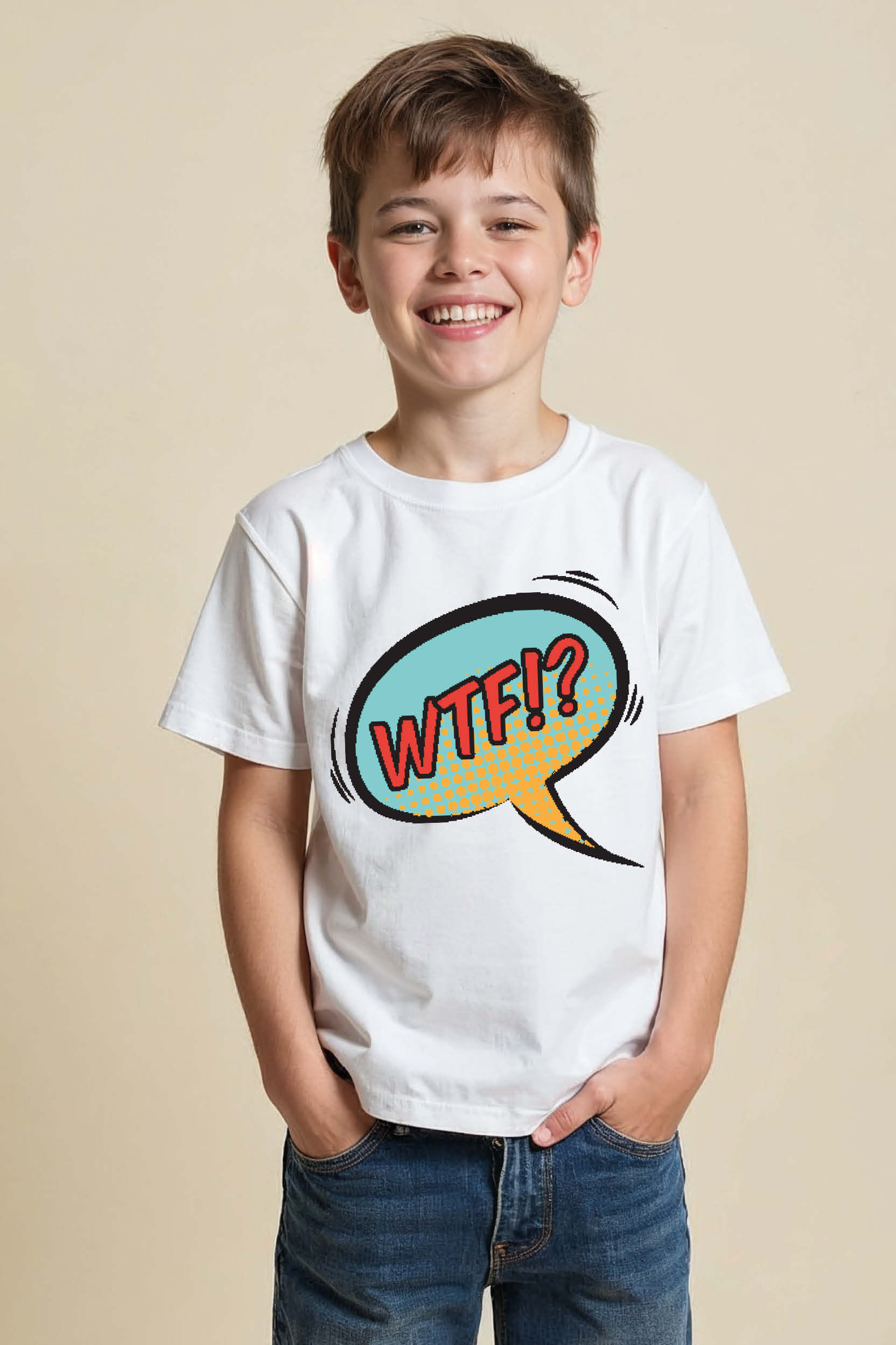 wtf!? Colorful Printed T-Shirt for Boys & Girls – Print Design