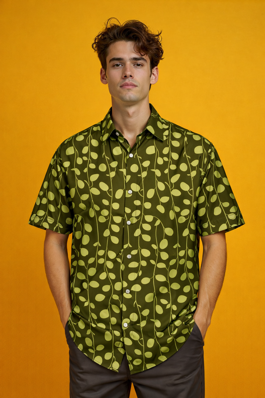 Granden Botanical Design Oversized Patterned Shirt – Trendy AOP Design