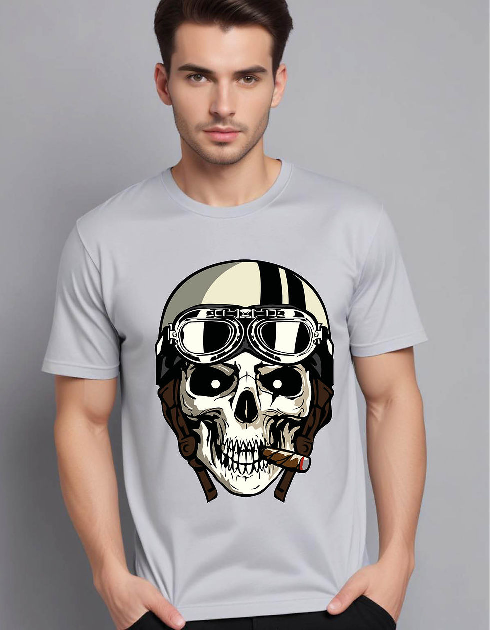 Thumbnail: skull with militar helmet mens printed graphic t shirt