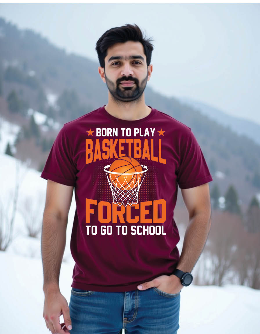 Thumbnail: born play basketball forced go school basketball mens printed graphic t shirt