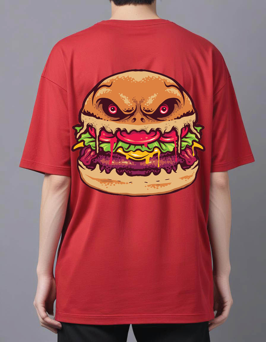 Thumbnail: monster burger mens Oversized Printed t shirt