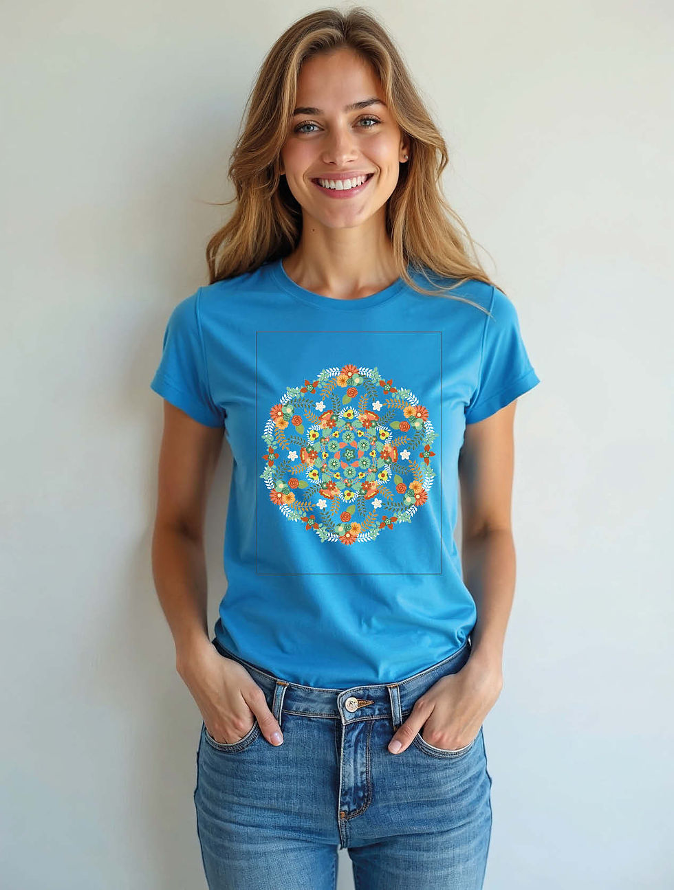 Thumbnail: Floral Wreath Mandala Classic Women’s Printed Graphic Streetwear T-Shirt