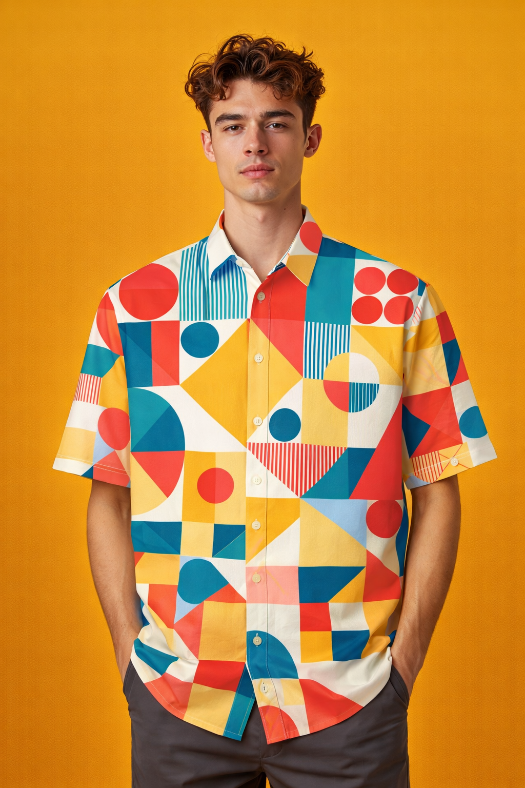 Vibrant Design Exclusive Trend Patterned Oversized Shirt with Full Print