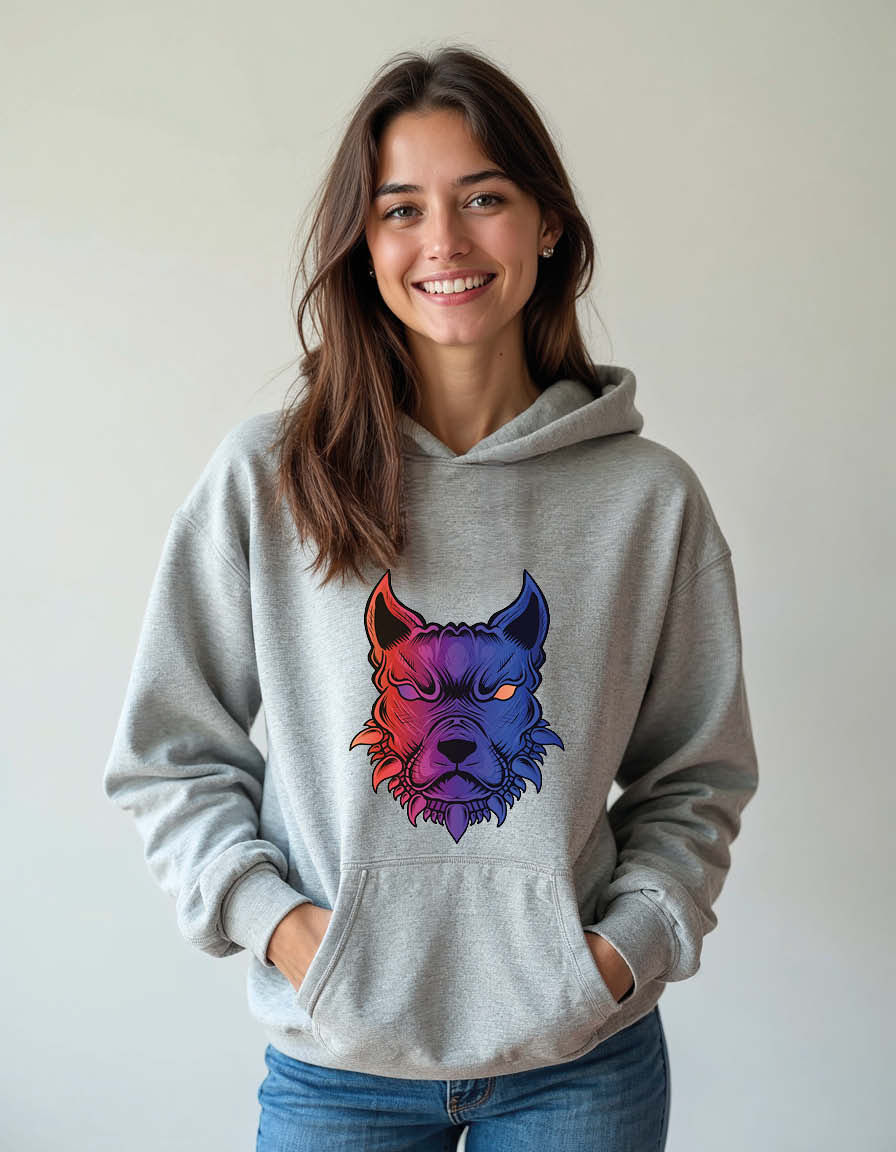 Thumbnail: dog's head with a neon color Unisex Graphic Printed Hoodies for mens & womens