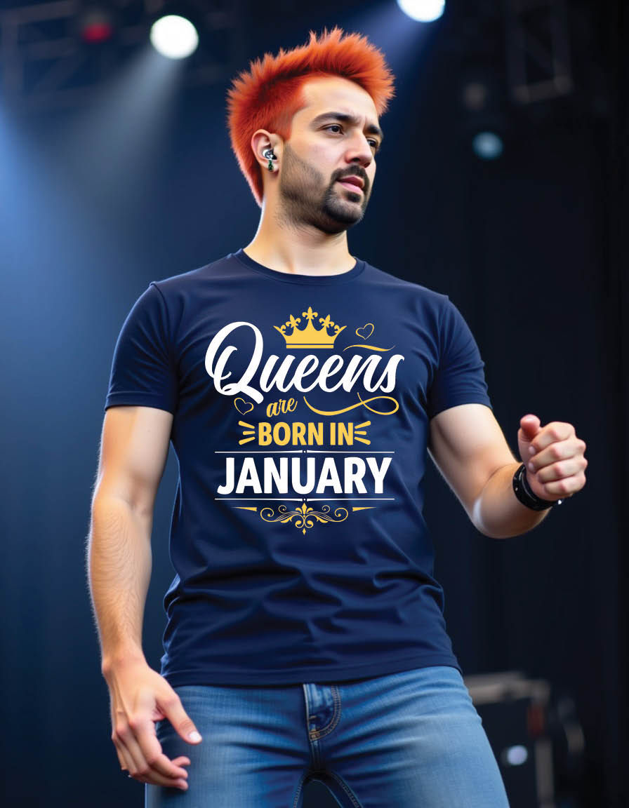 Thumbnail: queens are born january typography mens printed graphic t shirt