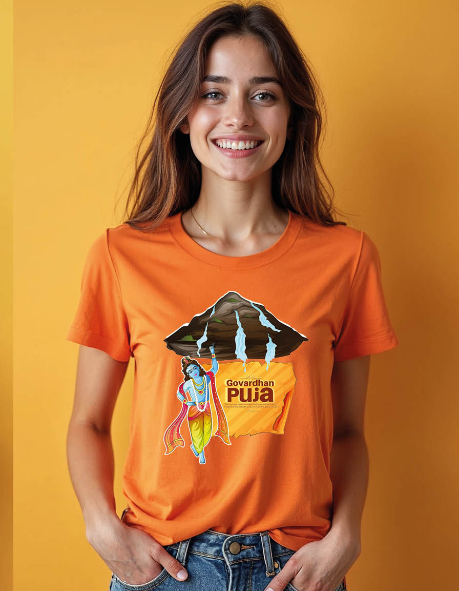 Thumbnail: Govardana puja Unisex printed graphic t shirt
