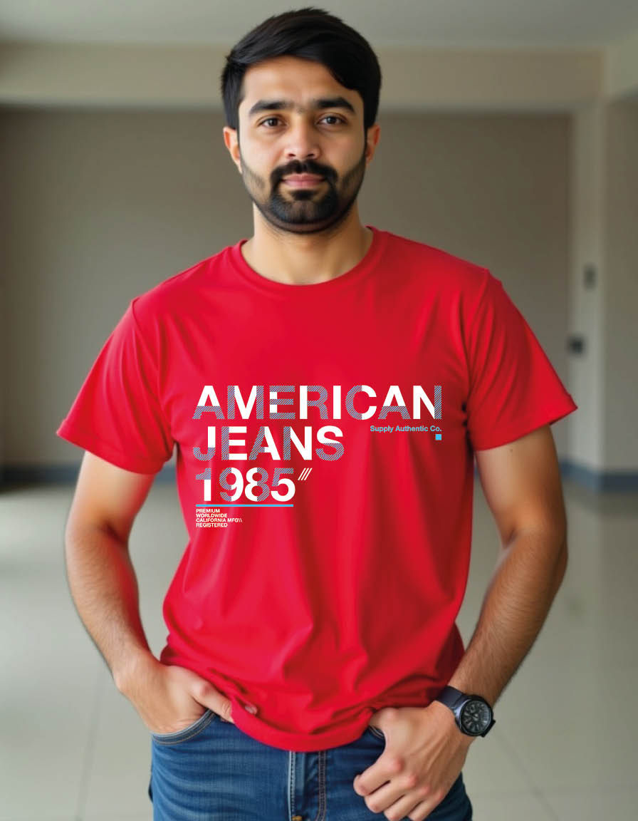 Thumbnail: american jeans simple vintage fashion vmens printed graphic t shirt