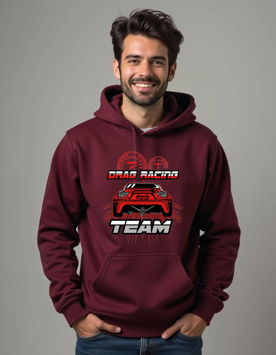 Thumbnail: drag racing team Stylish Men’s Streetwear Hoodie – Casual Streetwear Fashion