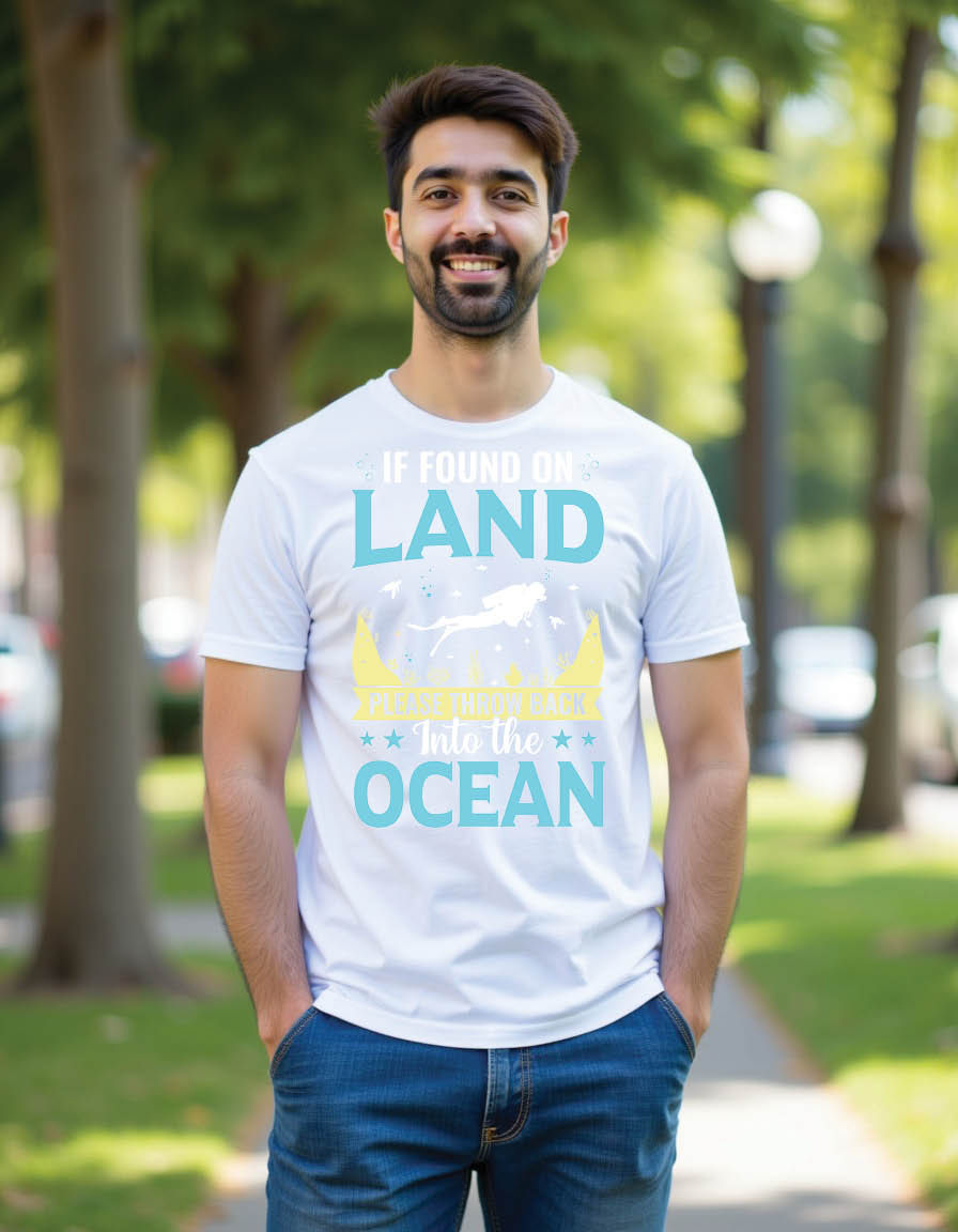 Thumbnail: if found land please throw back into ocean scuba mens printed graphic t shirt