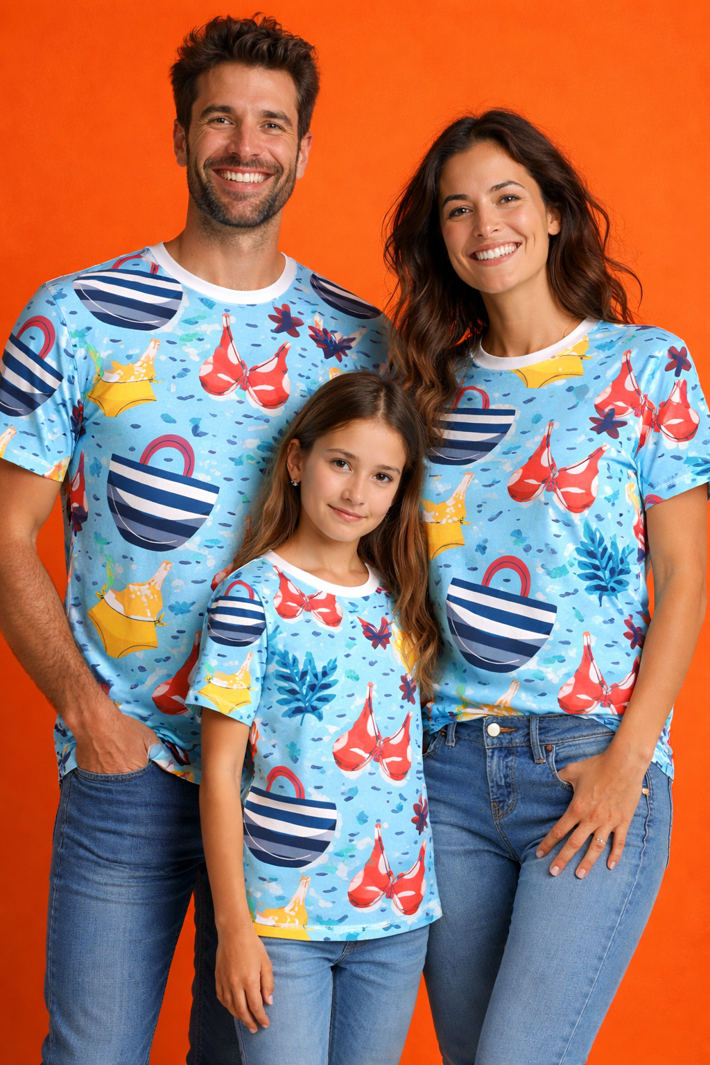 Family fun in tropical matching printed tees pack of 3