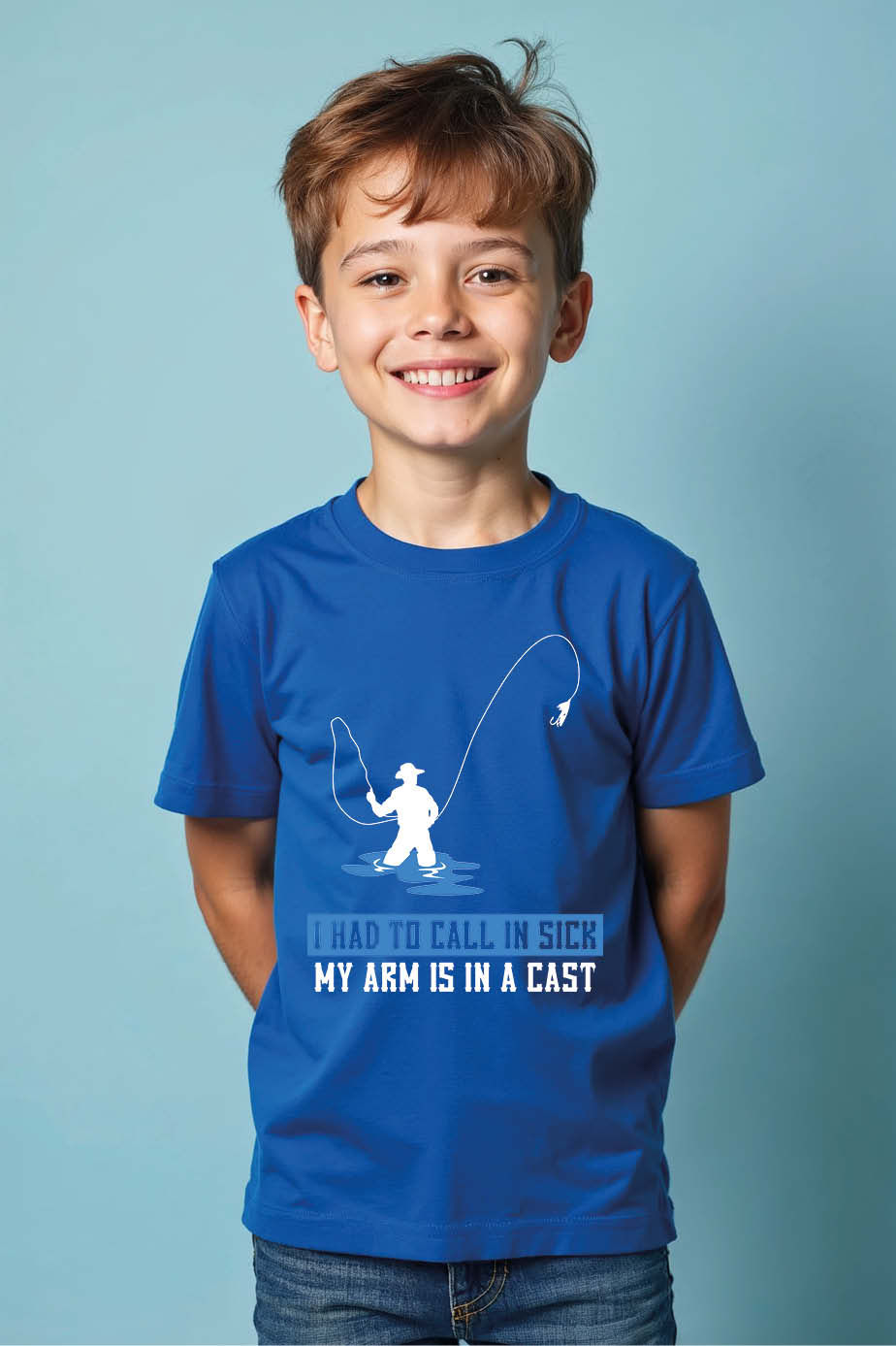 Thumbnail: i had to call in sick my are is in a cast Trendy Printed Tee for Kids