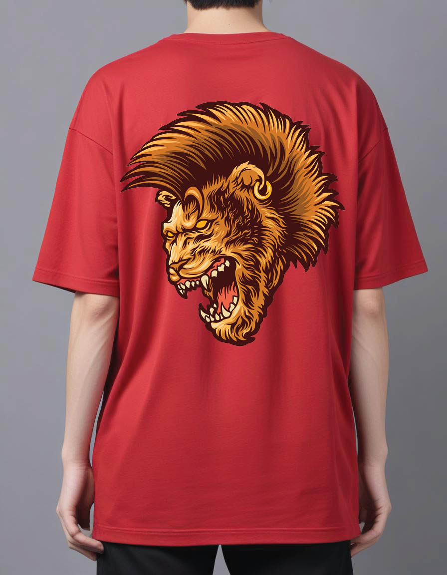 Thumbnail: lion with mohawk hair  mens Oversized Printed t shirt