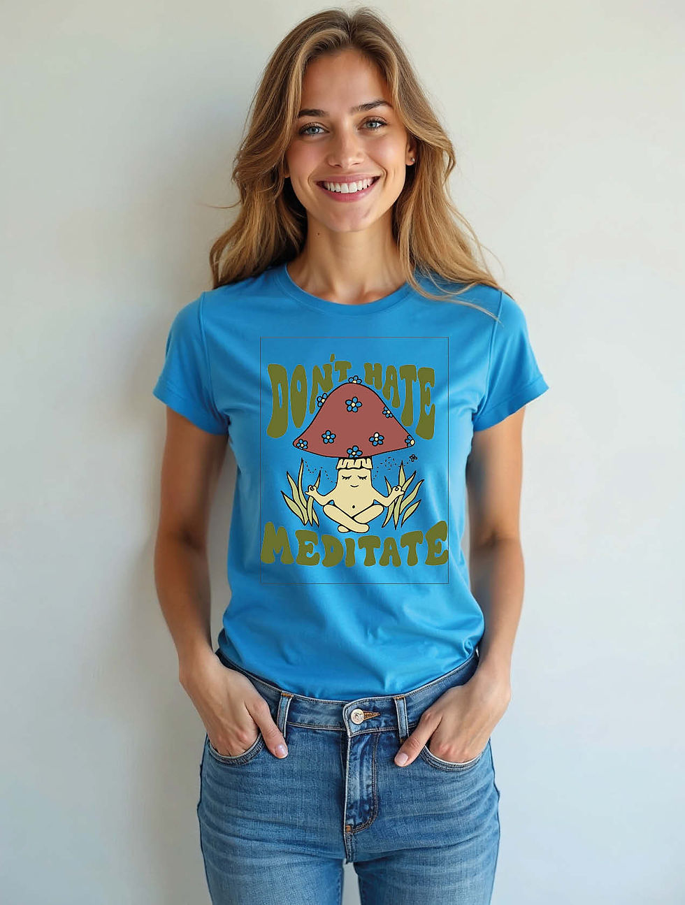Thumbnail: don't hate meditate Casual Women’s Printed Graphic Streetwear T-Shirt