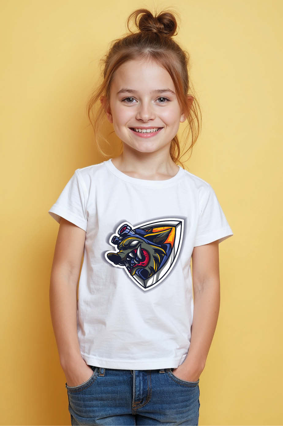 Thumbnail: Wild Wolf Warrior Graphic T-Shirt for Kids – Cool Unisex Tee for Boys & Girls
