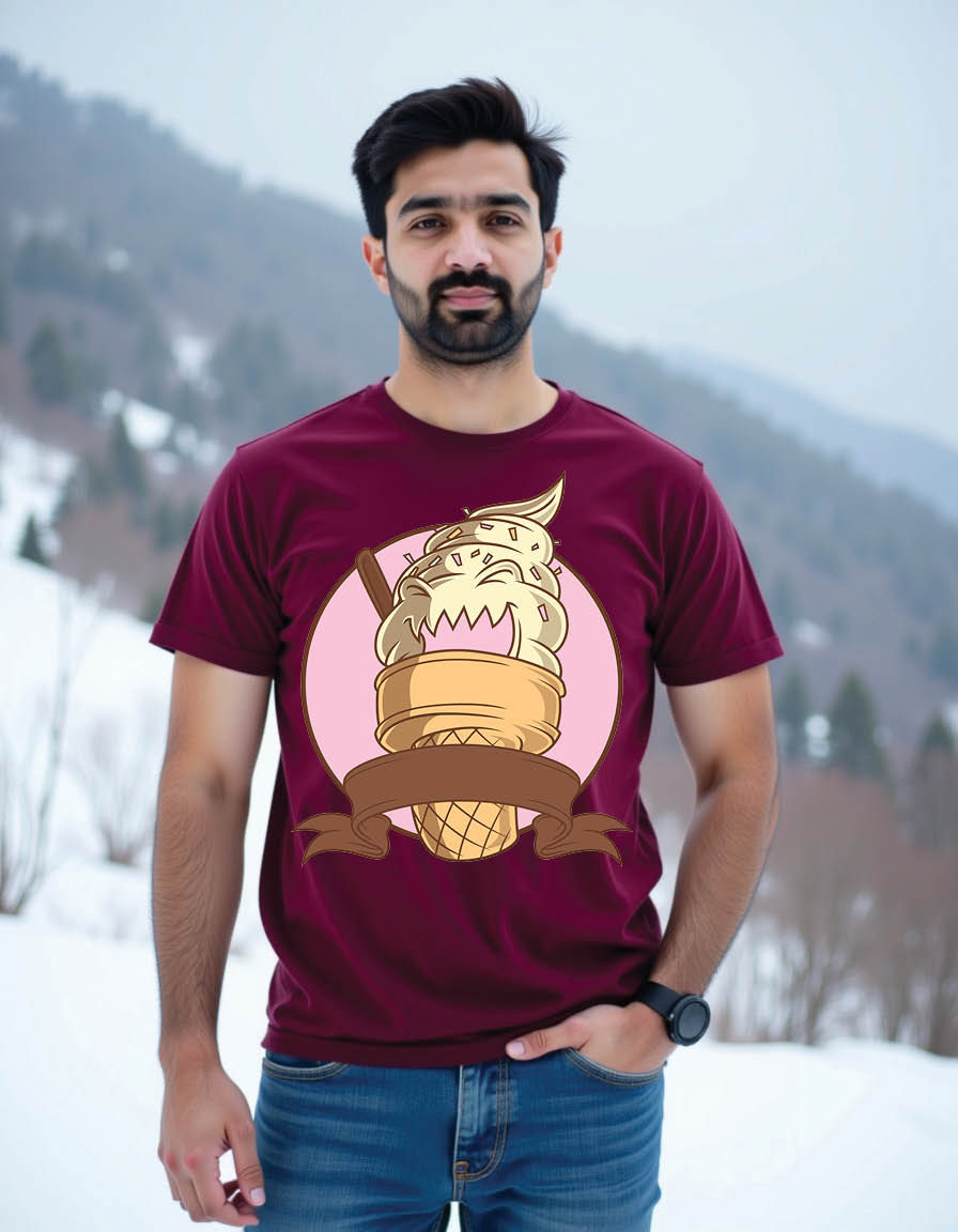 Thumbnail: emblem of fierce faced soft ice mens printed graphic t shirt