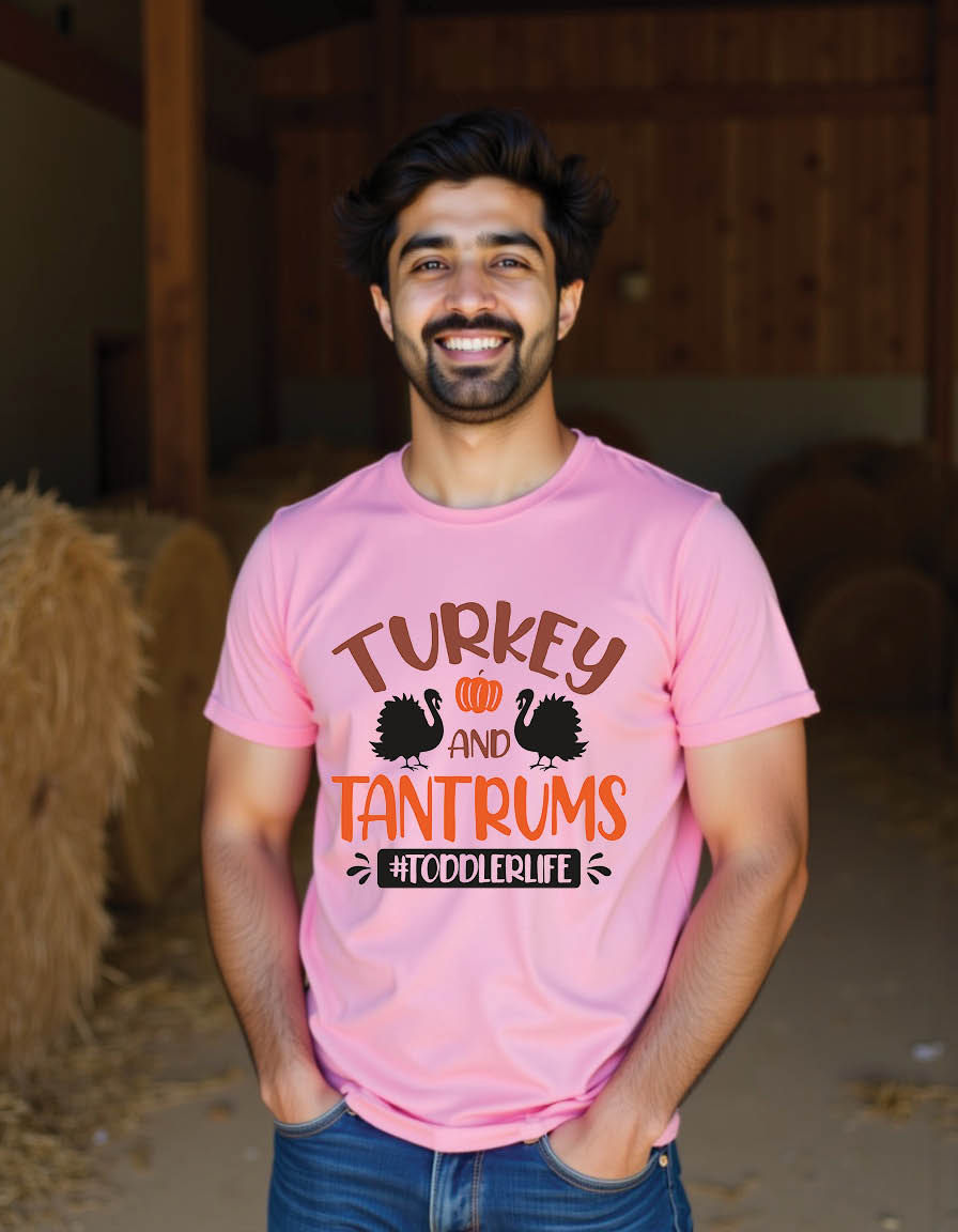 Thumbnail: turkey tantrums toddler life thanksgiving mens printed graphic t shirt