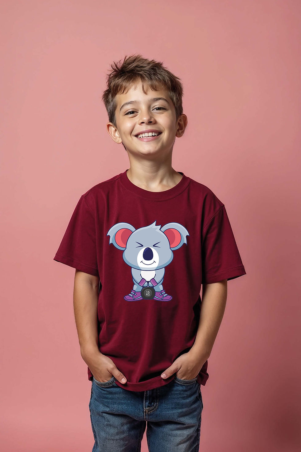 Thumbnail: Strong Koala Kettlebell Lift T-Shirt Stylish Casual Kids Printed T-Shirt
