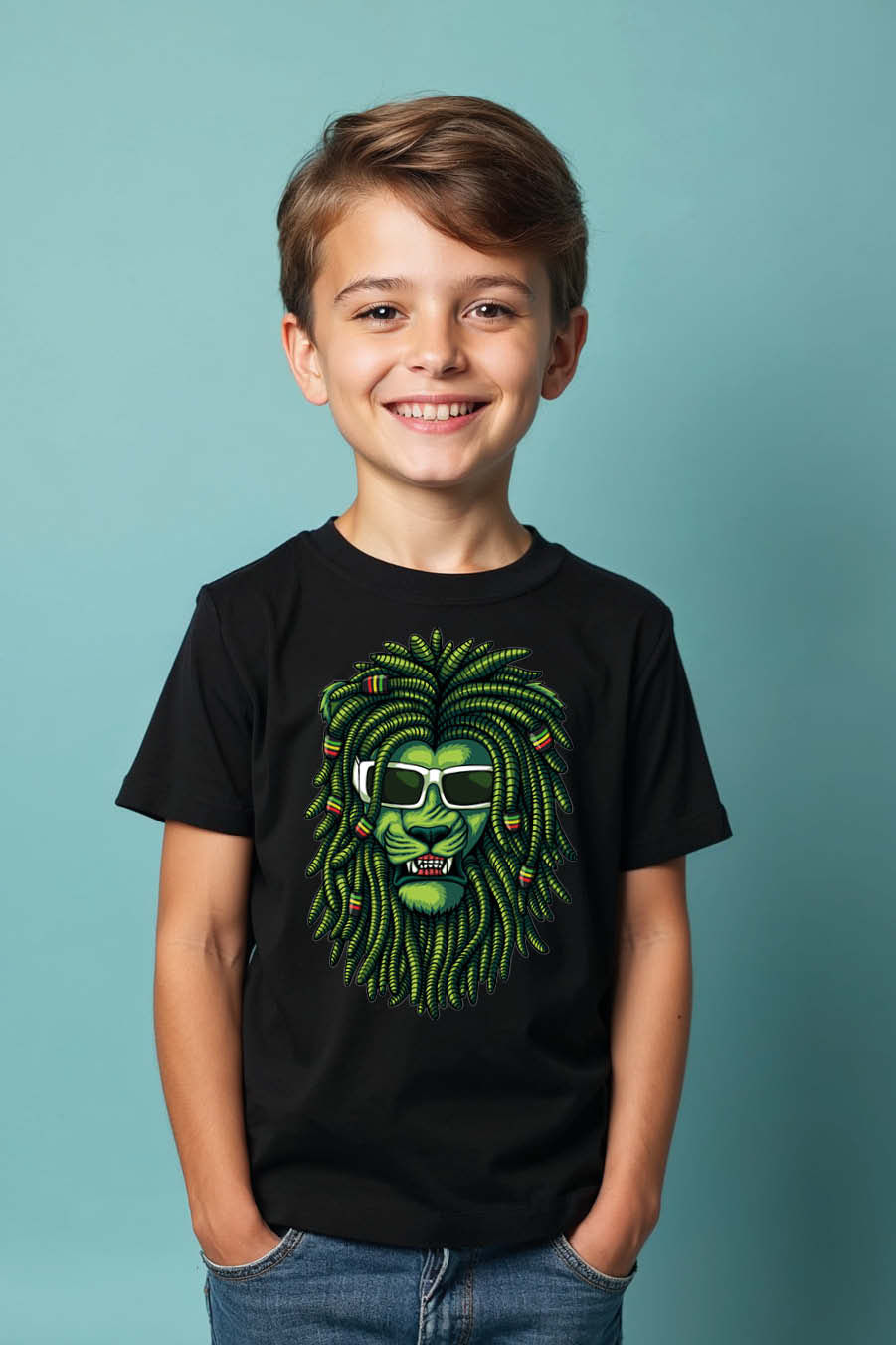Rasta Lion Graphic T-Shirt – Cool Reggae Style Tee for Boys | Premium Cotton