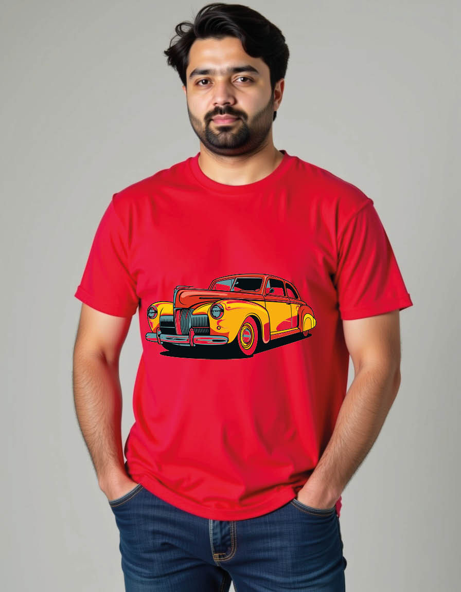Thumbnail: car with pop art style mens printed graphic t shirt