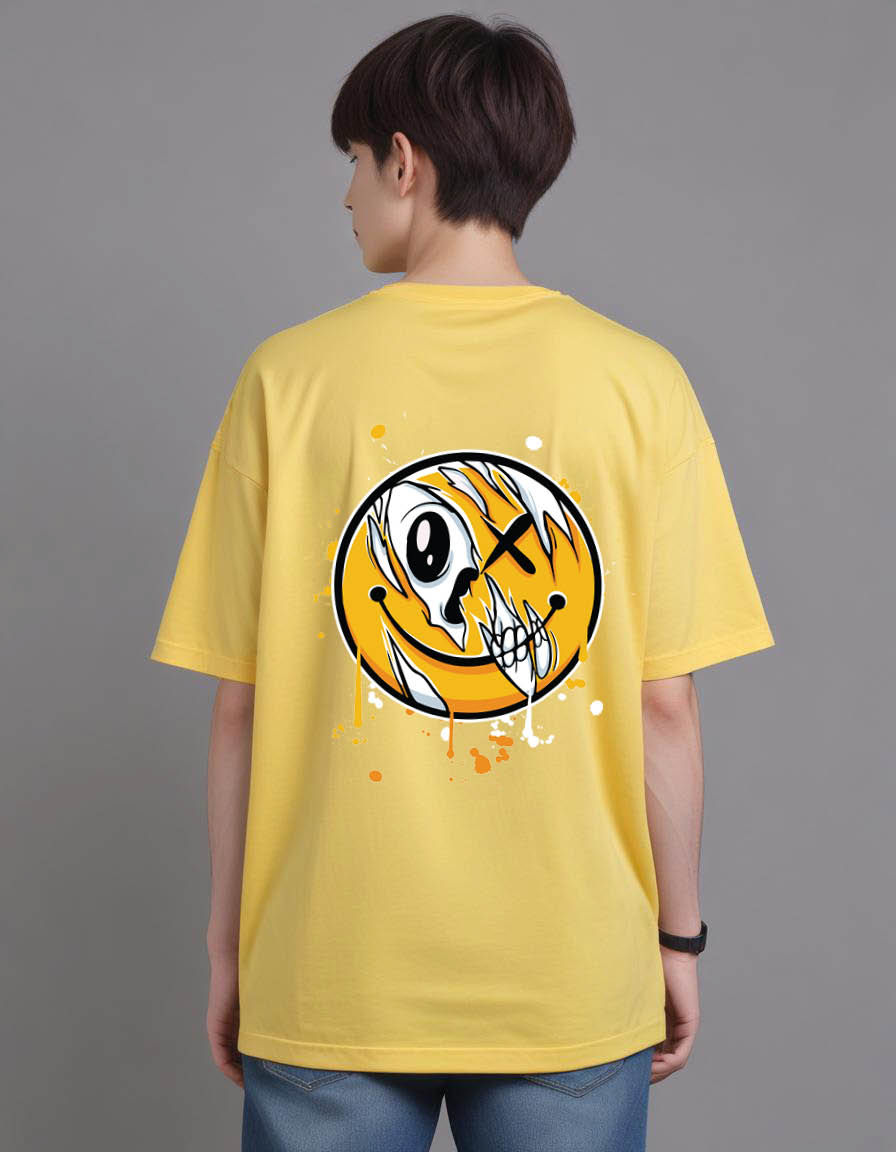 Thumbnail: hand drawn skull emoticon street Oversized Printed t shirt
