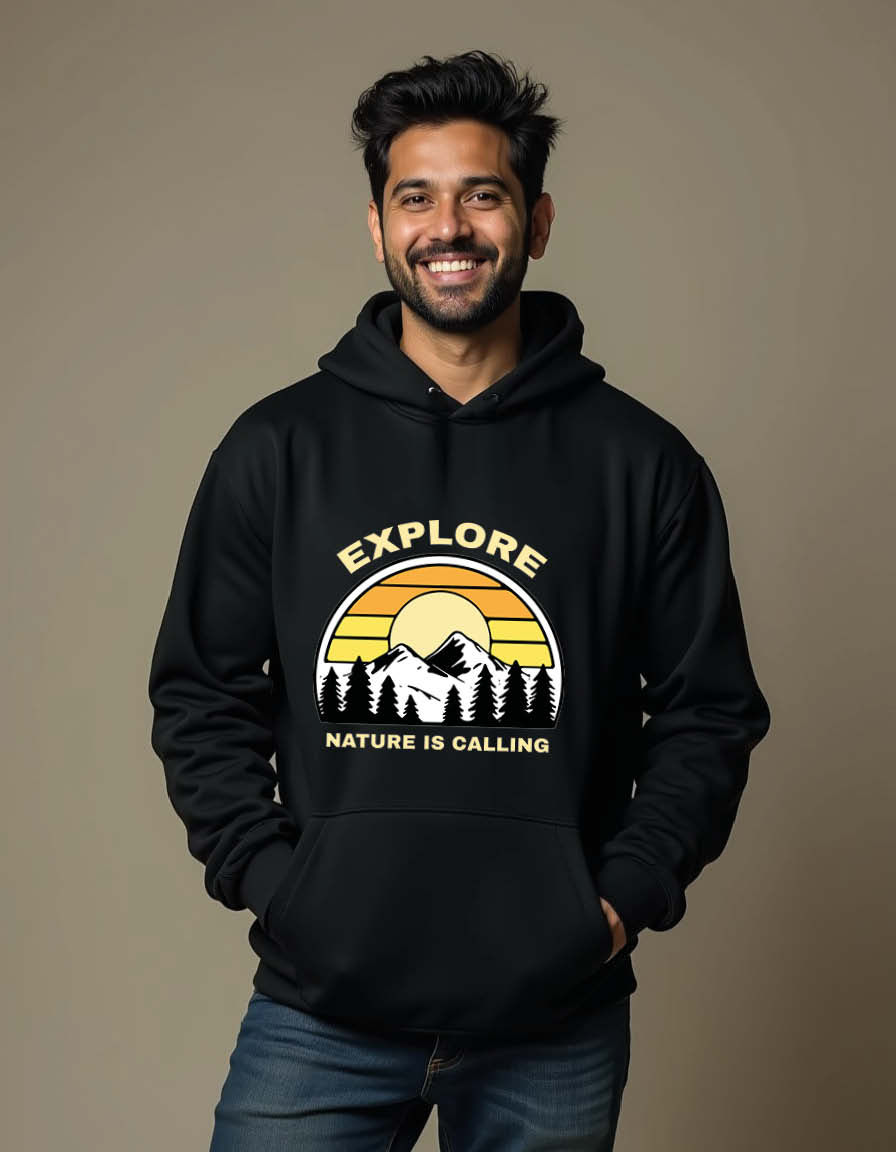Thumbnail: explore nature is calling Unisex Graphic Printed Hoodies for mens & womens