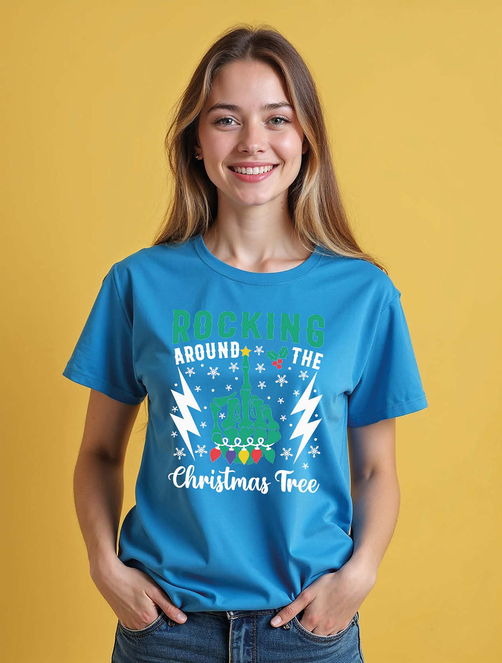 Thumbnail: rocking around the christmas tree Trendy Women’s Printed Graphic Streetwear Tees