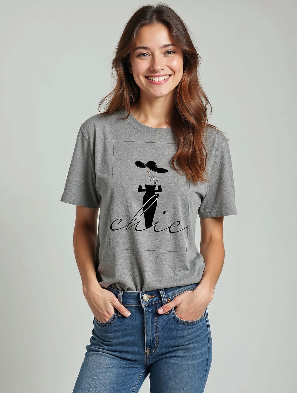Thumbnail: Chic Fashion IllustrationStylish Women’s Printed Graphic Streetwear T-Shirt