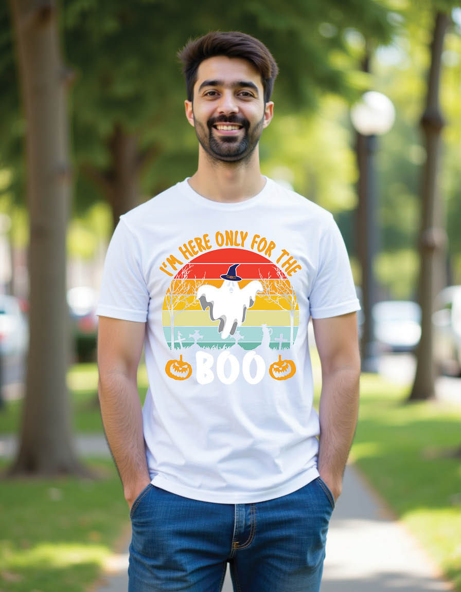 Thumbnail: i m here only boo halloween mens printed graphic t shirt