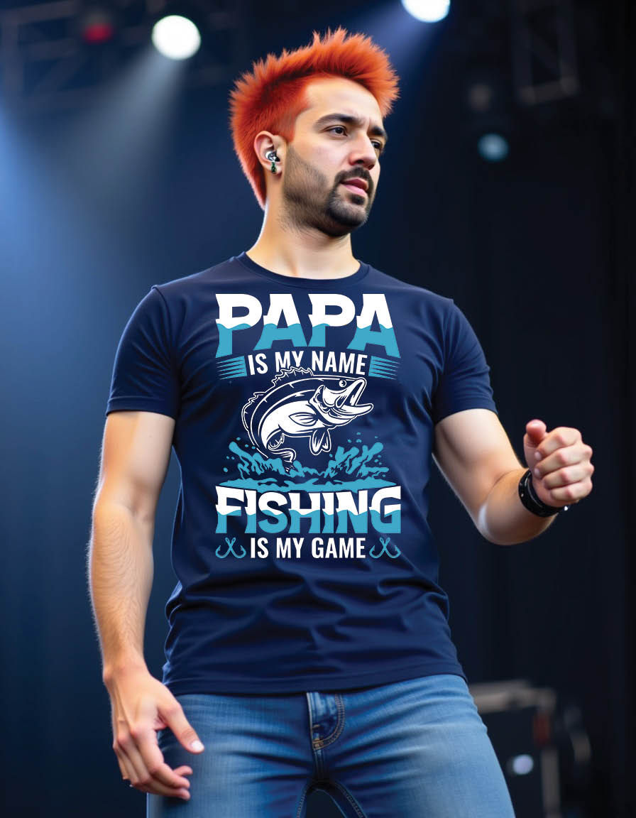 Thumbnail: papa is my name fishing is my game fishing mens printed graphic t shirt