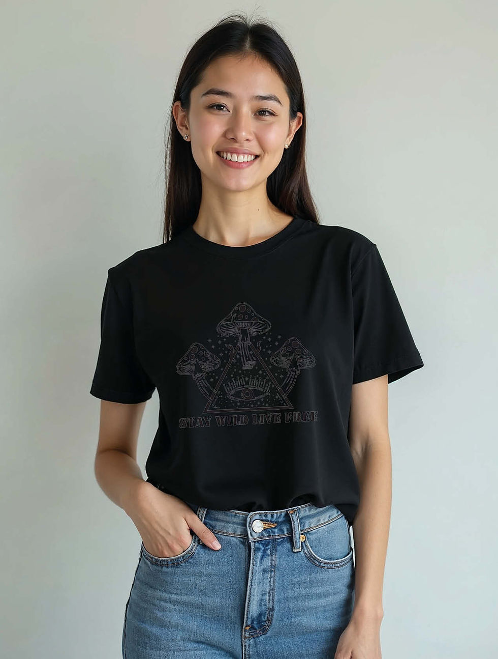 Thumbnail: stay wild live free Modern Women’s Printed Graphic Streetwear T-Shirt – Sale