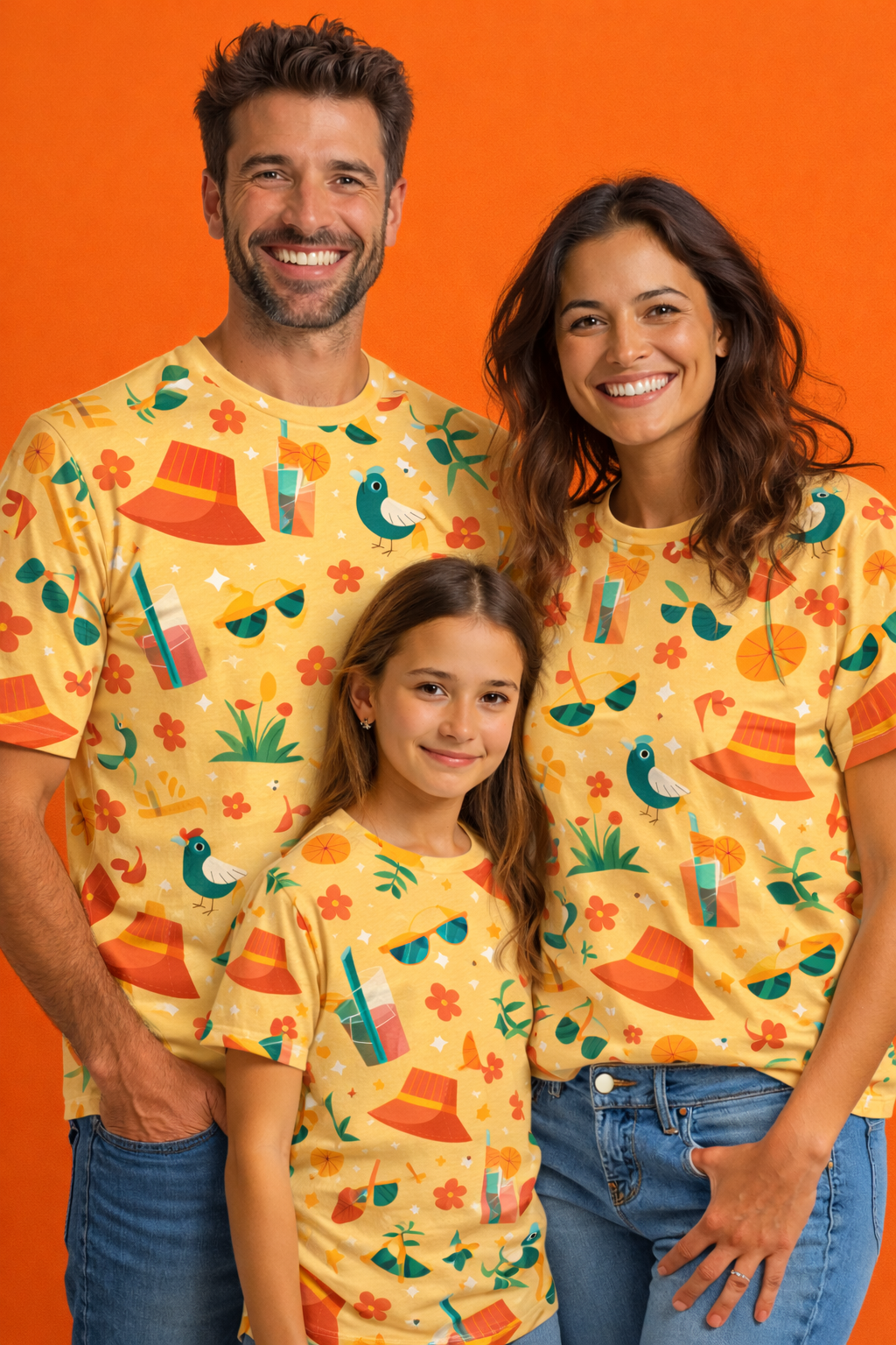 Tropical family together matching printed tees pack of 3