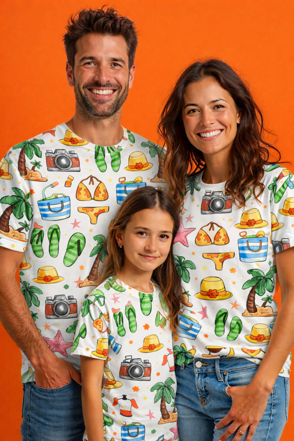 Family vacation matching printed T-shirts pack of 3