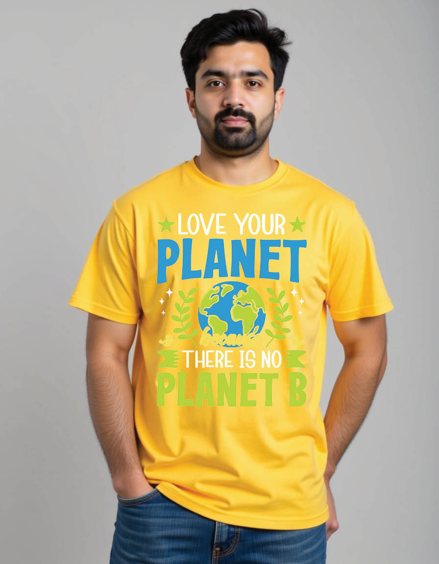 Thumbnail: love planet because there is no planet b earth day mens printed graphic t shirt