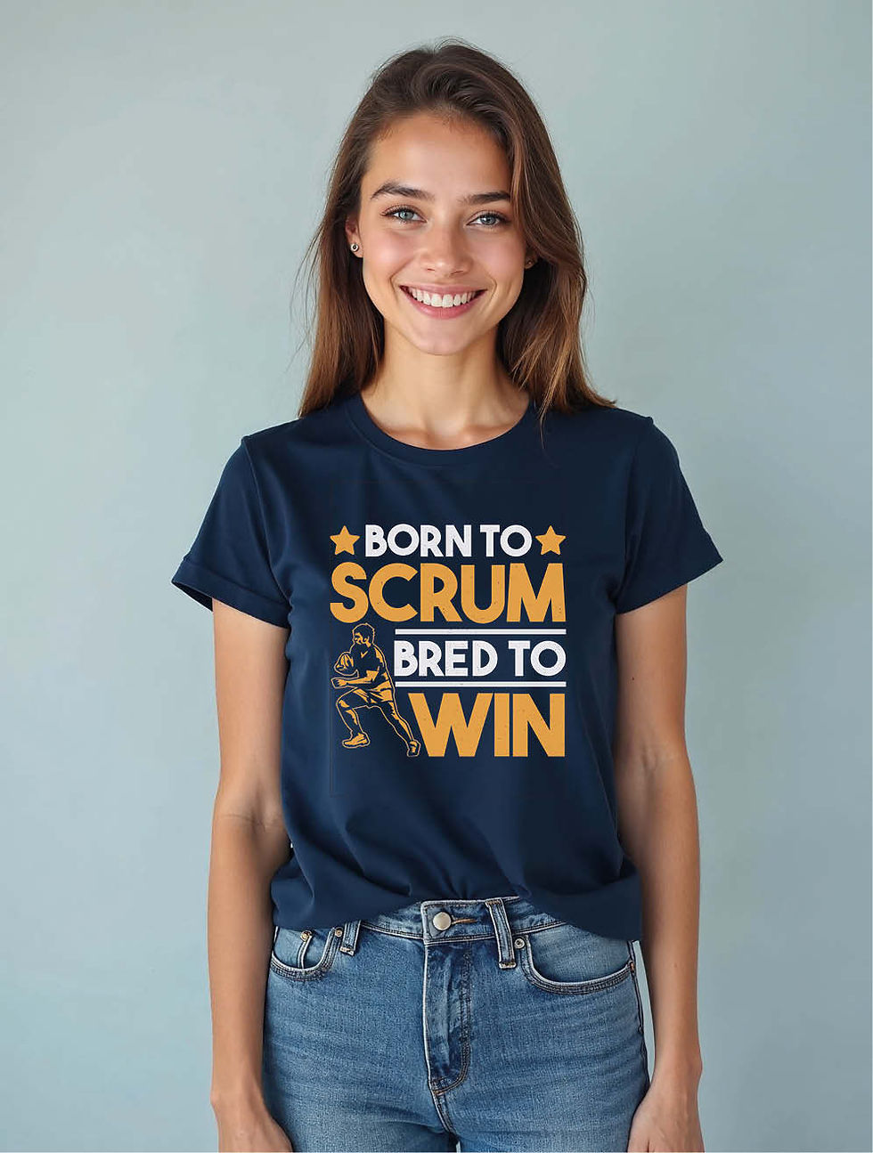 Thumbnail: Born to scrum bred to win Classic Women’s Printed T-Shirt – Fast Delivery