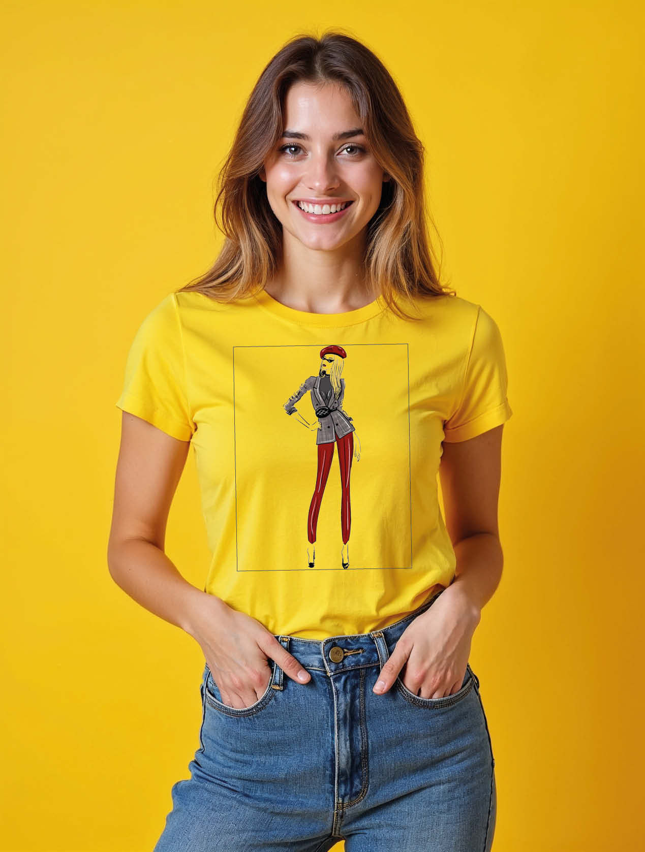 Bold Fashion Illustration Trendy Women’s Typography T-Shirt – Shop Now
