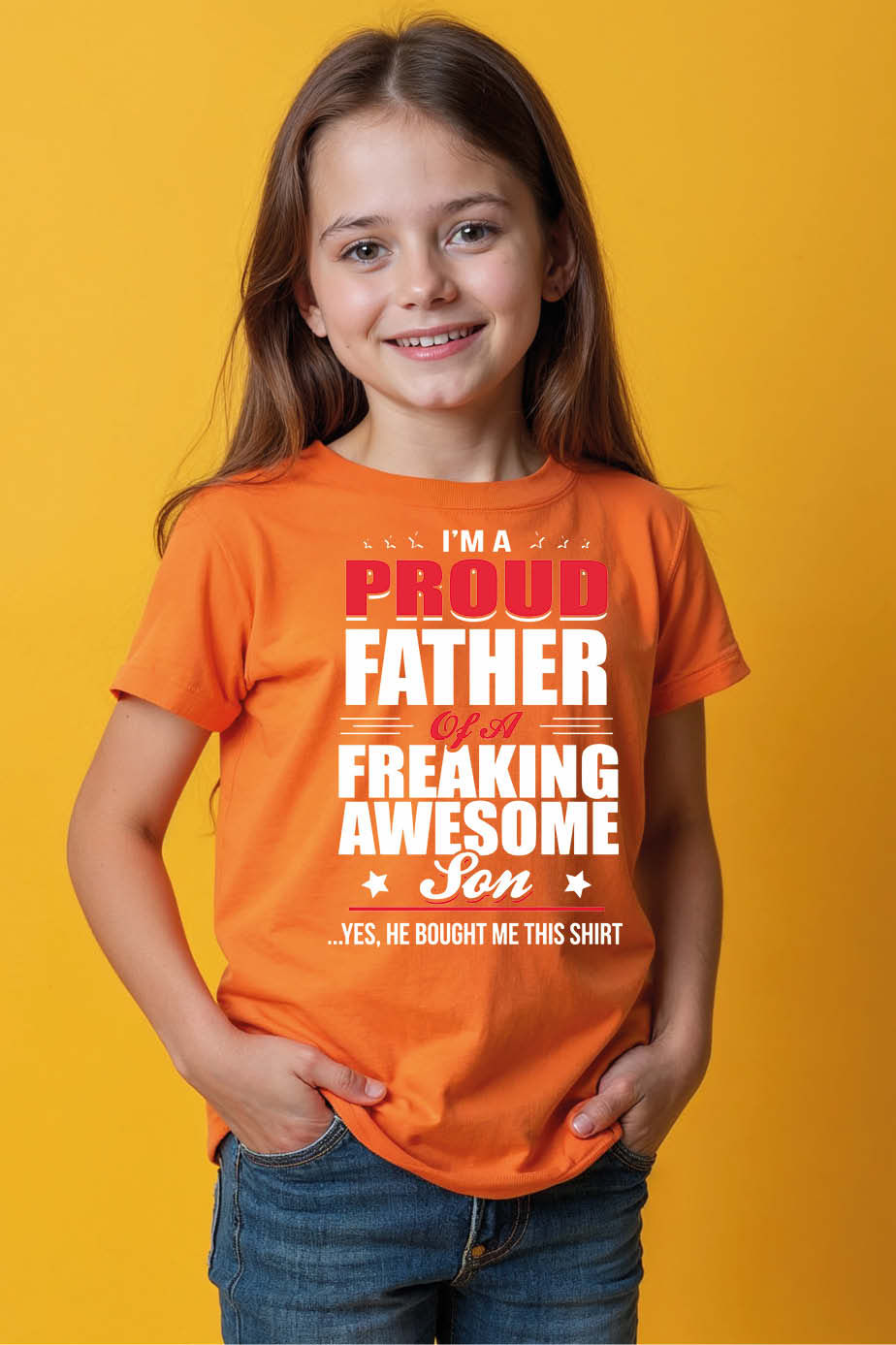 Thumbnail: i m a proud father of a freaking awesome son Cotton Kids Printed T-Shirt