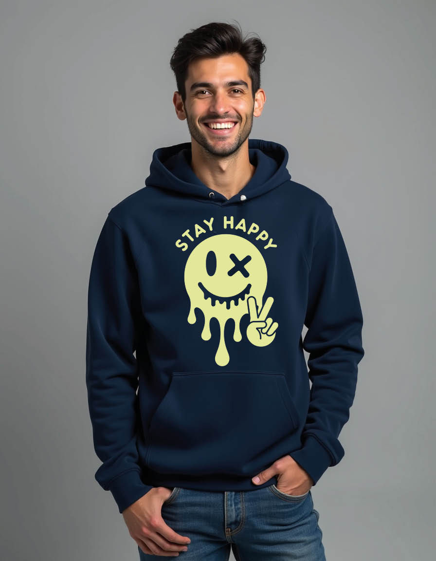 Thumbnail: stay happy Casual Streetwear Men’s Printed Hoodie – Graphic |