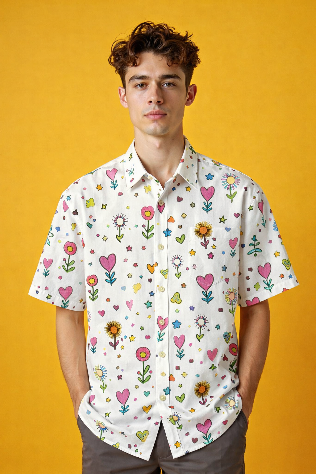 Whimsical style Trend Inspired Patterned All Over Print Oversized Shirt