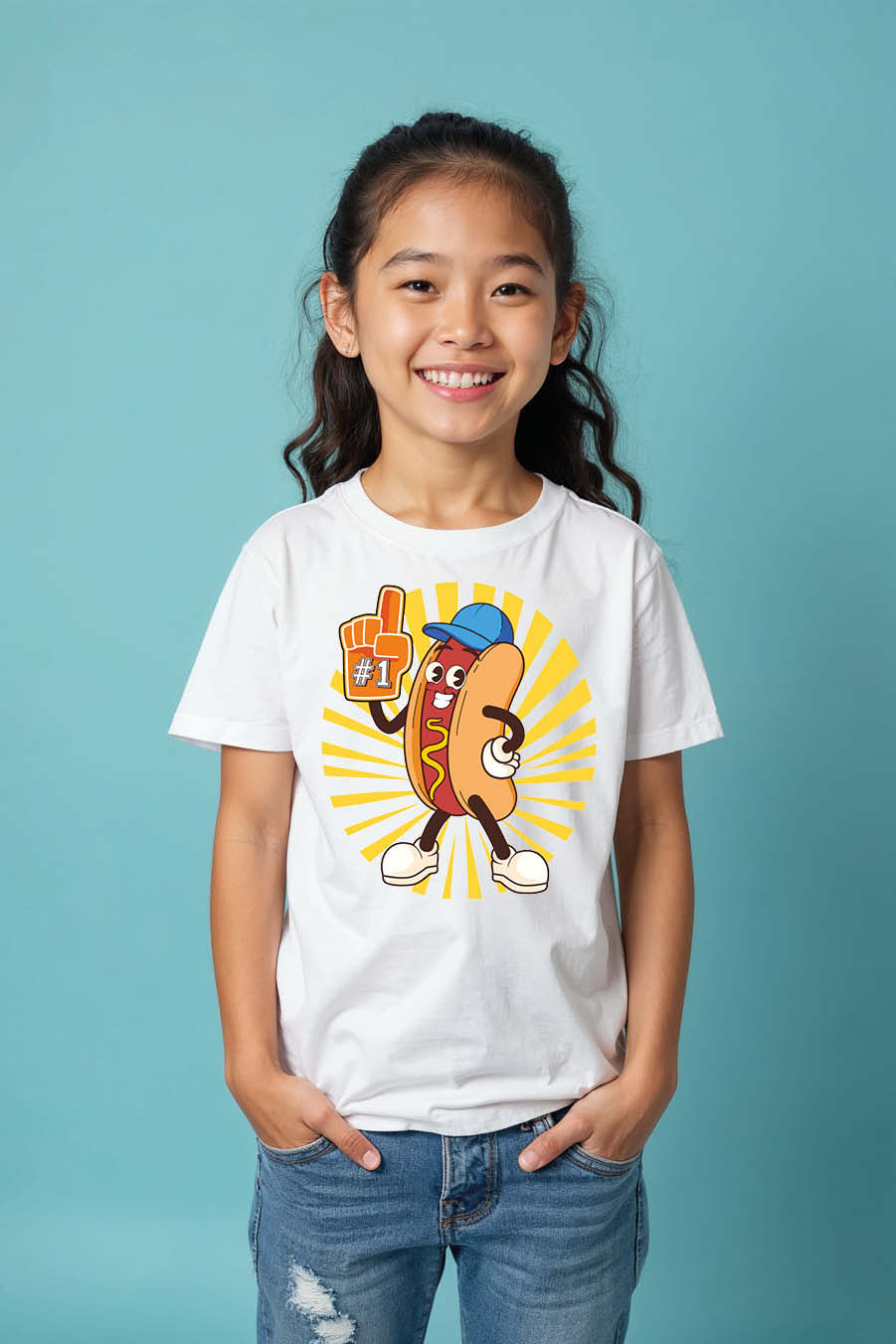 Thumbnail: Hotdog Hero Cotton Casual Kids Printed T-Shirt – Artwork Print Design for Boys