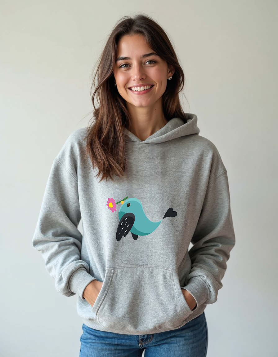 Thumbnail: Cute little bird with long beak Unisex Printed Graphic Hoodies