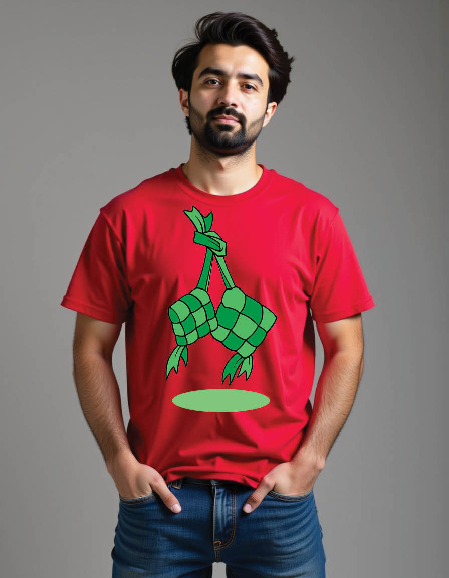 Thumbnail: ketupat ramadan cartoon mens printed graphic t shirt