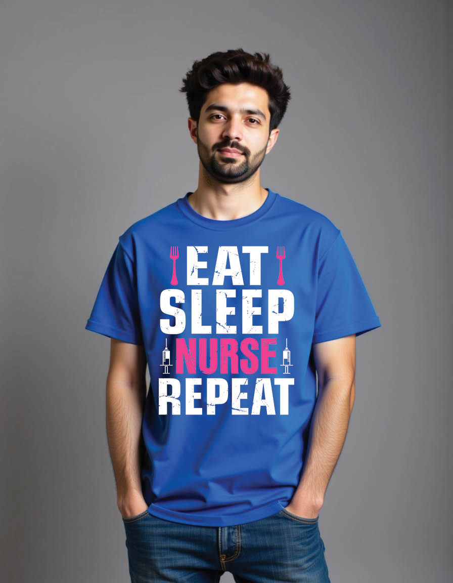 Thumbnail: eat sleep nurse repeat nurse mens printed graphic t shirt